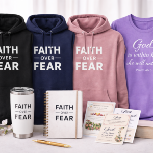 Faith Over Fear Christian apparel and journal bundle with hoodie