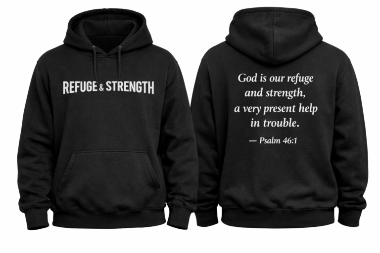 Psalm 46:1 Hoodie – Refuge & Strength Christian Sweatshirt