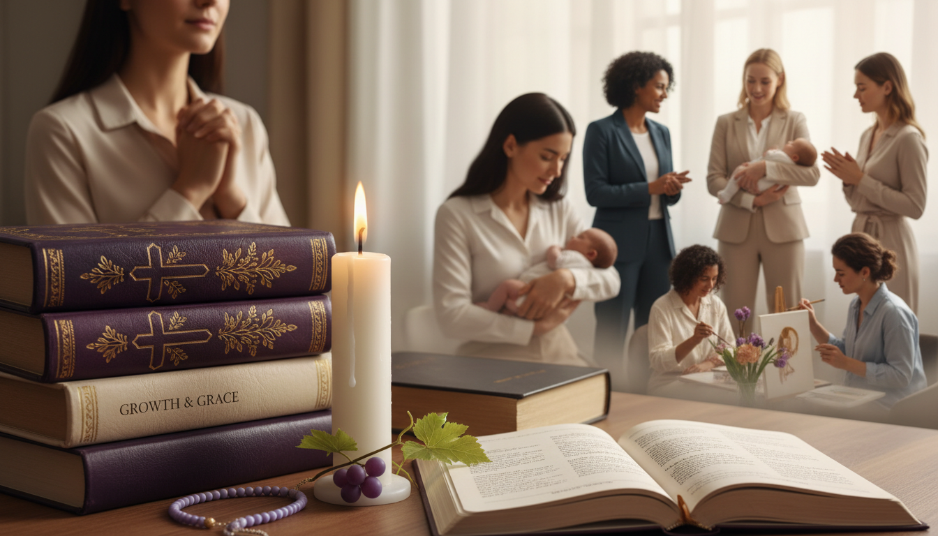 Close-up view of a stack of prayer books with a candle beside them