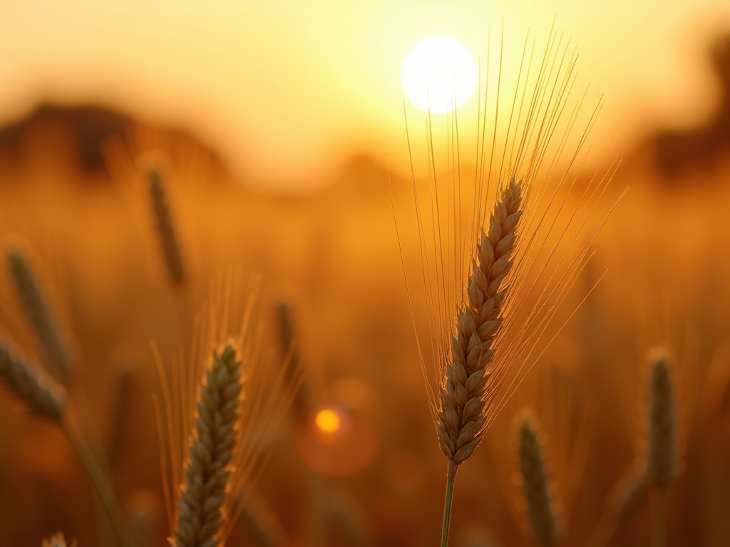 A golden wheat field glowing under a prophetic sunrise representing a season of harvest
